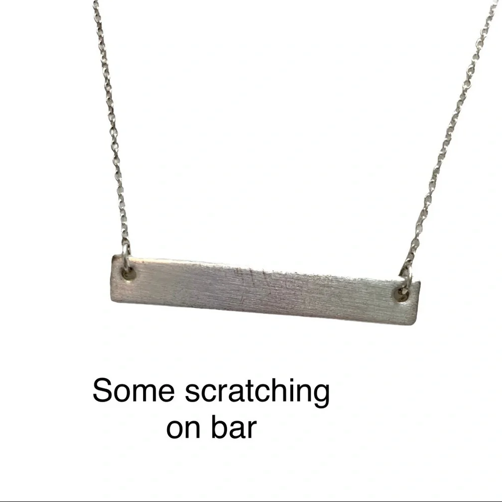Minimalist Silver Tone Bar Necklace | Layering Necklace Blank Plate Necklace